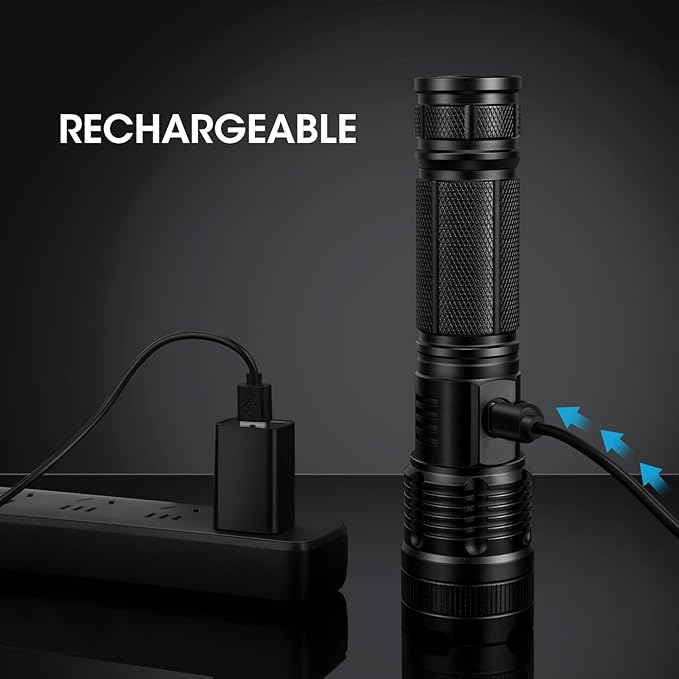 KINGCAESAR 3 Pack Flashlights High Lumens - 90,000 Lumen Super Bright Rechargeable Flashlight with 5 Light Modes, IPX7 Waterproof High Powered LED Flash Light for Home, Camping