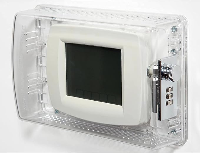 StatGuardPlus XL2 Universal Thermostat Cover with Combination Lock, Clear Thermostat Lock Box Includes Wall-Cover for Clean Look (Fits thermostats 4.5 x 7 x 2.5). Keyless Too.