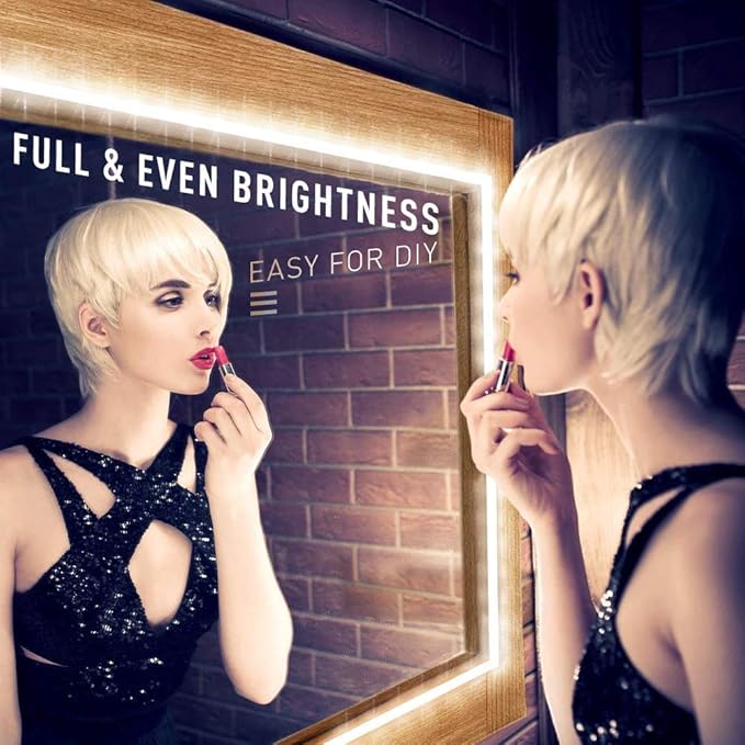 Lamomo LED Neon Rope Lights, 16.4ft/5m Warm White Light Strip 0.39in/Cut, 12V Flexible Waterproof Silicone Neon Sign for Kitchen Bedroom Indoor Outdoor Decoration（Power Adapter not Included）