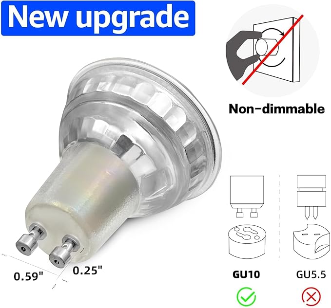 MASTERY MART Non-Dimmable GU10 LED Light Bulbs, 4W Bright 5000K Daylight White 35W Halogen Equivalent, 350lm Energy Saver for Track Lighting Fixture, Kitchen, Basement, 15000 Hours Lifespan, 6 Pack