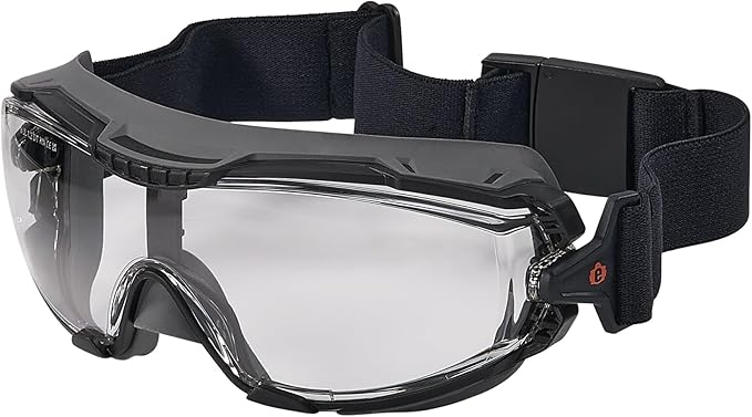 Ergodyne Skullerz Arkyn Protective Dust Safety Goggle, Non-Vented, Anti Fog, Scratch Resistant, Adjustable Elastic Strap