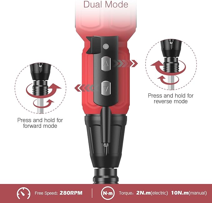 LOFICOPER Mini Electric Screwdriver Set, Rechargeable Cordless Screwdriver, Portable Power Screwdriver Kit with Charging Cable, LED Lights, for Phones, PC, Toys, Red
