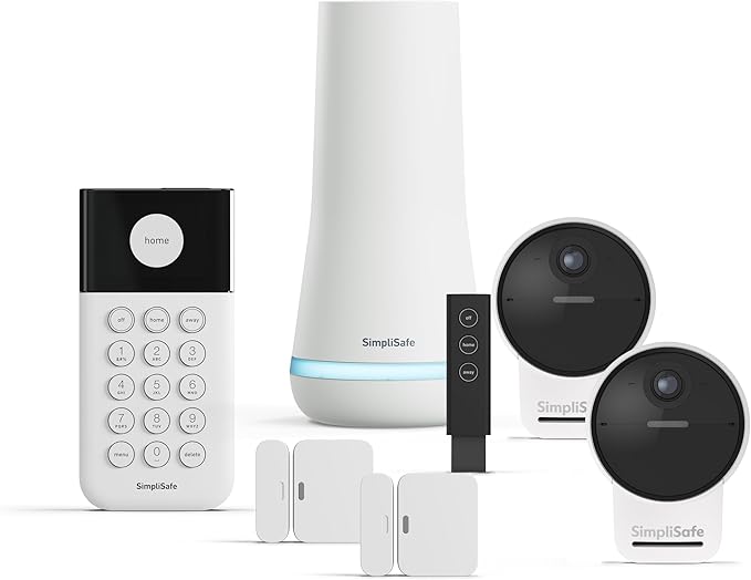 SimpliSafe 7 Piece Wireless Outdoor Camera Home Security System - Optional 24/7 Professional Monitoring - No Contract - Compatible with Alexa and Google Assistant