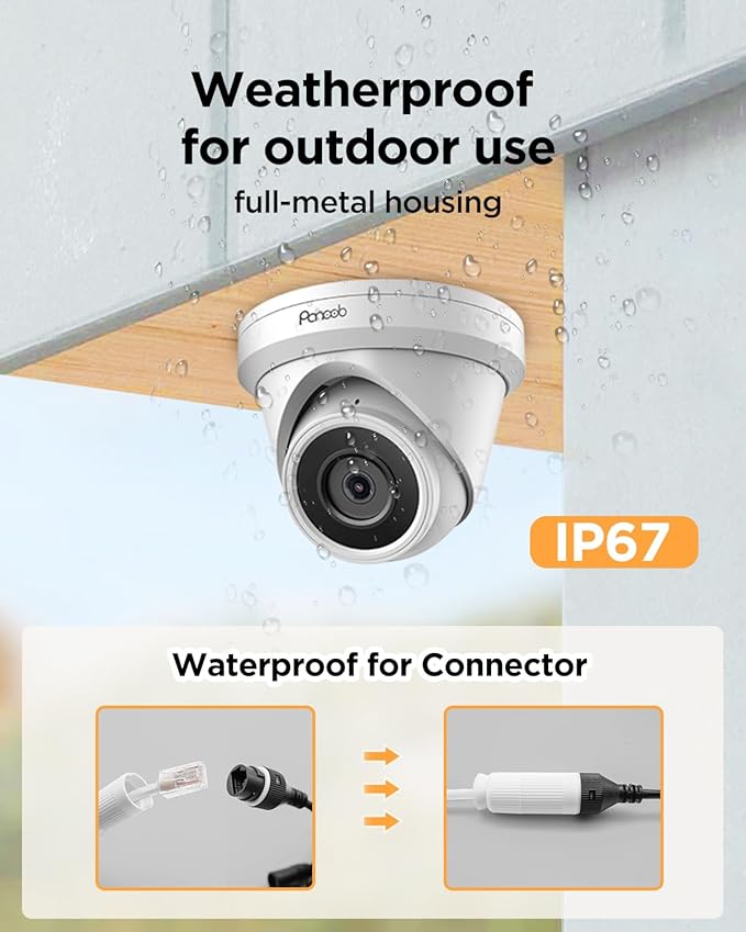 32 Channel Security Camera System, 20pcs 5MP Wired IP Turret Dome PoE Cameras Outdoor, AI Human Detection, Built-in Mic, Remote Access, 4K 32CH NVR 8TB HDD for 24-7 Recording, PD93A2032-5M