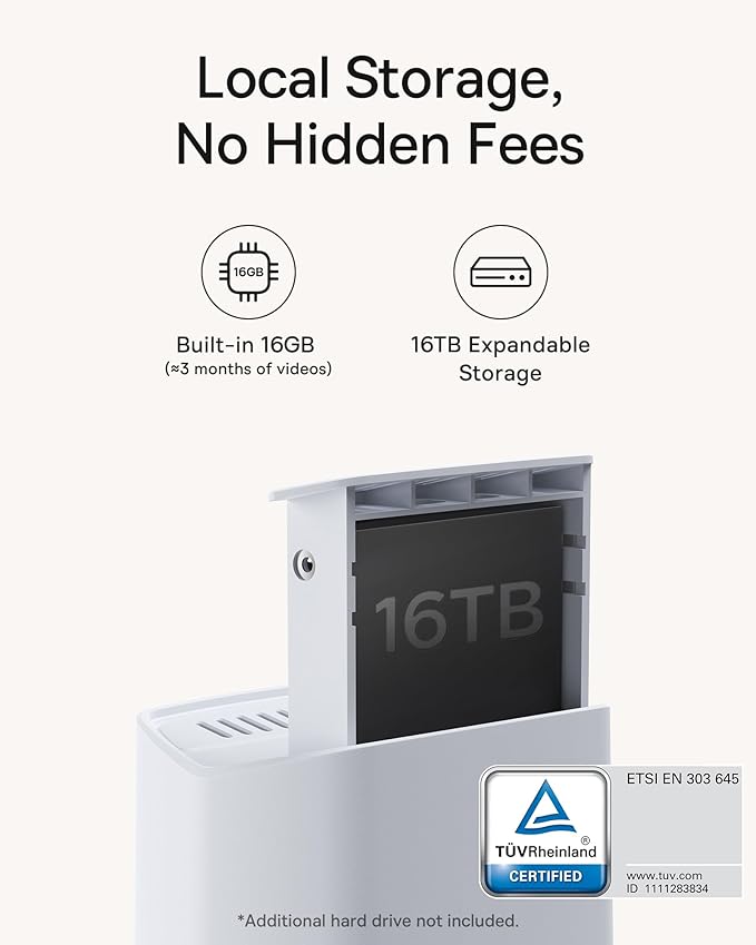 Baseus Security Cameras Wireless Outdoor, N1 2-Cam Kit with True 2K Clarity, No Monthly Fee, 16TB Expandable Local Storage, 210-Day Battery Life, Spotlight & Alarm, Works with Alexa and Google Home