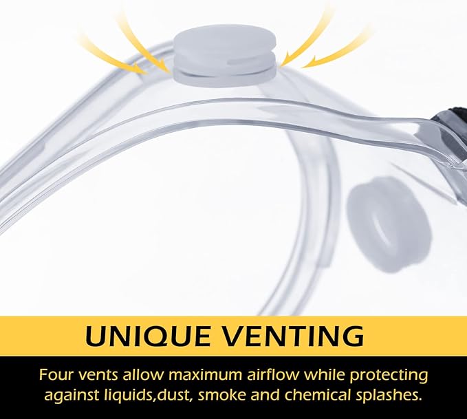 Yunsailing 30 Pack Protective Safety Goggles Clear Lab Over Glasses Anti Fog Eye Protection Goggles for Men Women(Clear, Black)