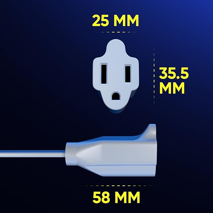 Maximm 360° Rotating Flat Plug Extension Cord 10 feet Under Carpet with Slim Space-Saving Plug Design, Low Profile Cord (White)