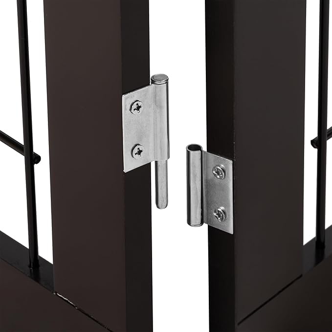 PAWLAND Dog Gate Indoor with Walk Through Door, Foldable Free Standing Pet Gate for Doorways, Stairs, The Houes, Pet Puppy Safety Fence, 120 in Extra Wide, 6 Panels, Support Feet Included, Espresso