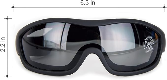 Viriber Motorcycle Goggles - UV Protective Outdoor Glasses, Dust-proof Combat Goggles (Deep Black)