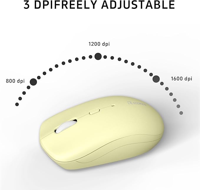 Canary Wireless Keyboard and Mouse Combo - Full-Sized Keyboard and Adjustable DPI Mouse, 2.4GHz USB Receiver, for PC, Windows, Desktop, Laptop - Yellow