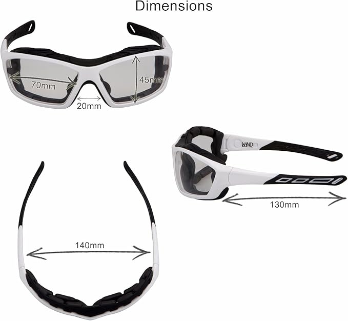 WYND Blocker Motorcycle Riding Glasses Extreme Sports Wrap Sunglasses (White/Clear)