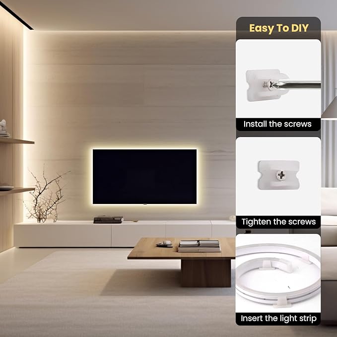 Neon LED Strip Light 32.8Ft, 2700K Warm White Flexible LED Neon Rope Lights Outdoor, Silicone LED Strip Lights IP67 Waterproof Dimmable for Gaming Bedroom Indoor Outdoor Home Decor (32.8FT)