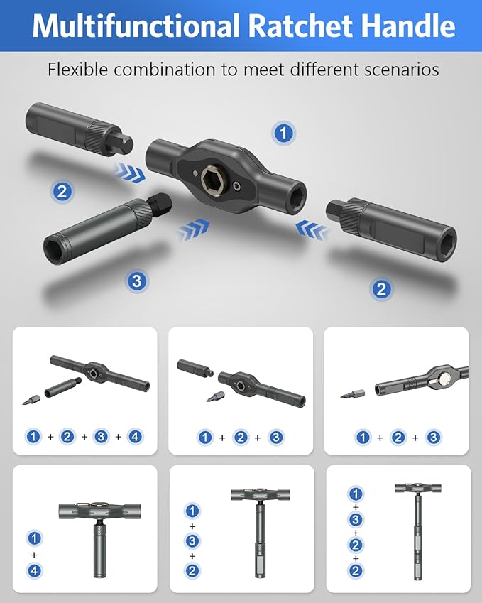 42 in 1 Magnetic Screwdriver Set, AMIR Screwdriver Set with 40 PCS Magnetic Bits, Ratcheting Screw Driver with Rotatable Ratchet Handle, Ratchet Screw Driver Kit with Carry Case