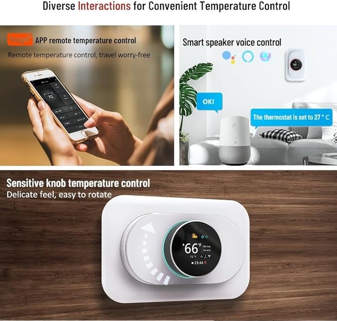 Smart Thermostat for Home, WiFi Programmable Digital Thermostat, Heat Pump Compatible Thermostat with Energy Saving Modes, C-Wire Adapter Included, Compatible with Alexa and Google Home
