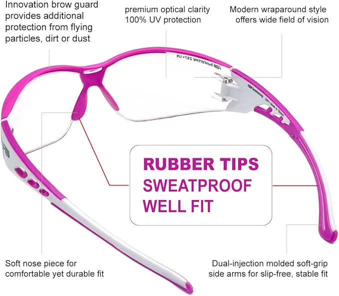 Super Flexible Lightweight Anti Fog Wrap-Around U6 Clear Shooting Safety Glasses with ANSI Z87.1 Scratch Resist