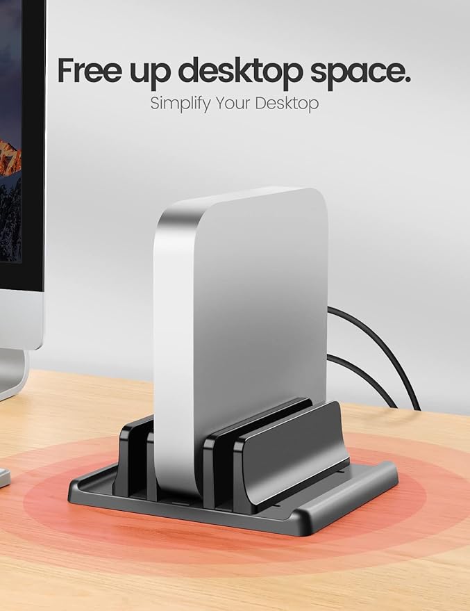 3-Slot Vertical Laptop Stand Holder,Adjustable ABS Plastic Desktop Notebook Dock,Vertical Laptop Stand Space-Saving for All MacBook/Surface/Samsung/HP/Dell/Chrome Book