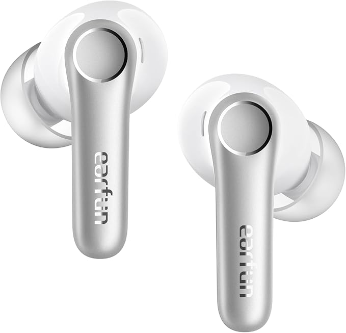 EarFun Air Pro 4 Adaptive Hybrid Noise Canceling Wireless Earbuds, Qualcomm Snapdragon Sound, aptX™ Lossless, 6 Mics AI CVC 8.0 Call, LDAC Hi-Res Audio, 52H Playtime, Bluetooth 5.4, White