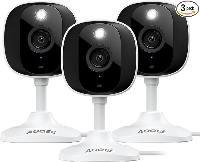 2K Cameras for Home Security-Outdoor/Indoor Camera for Dog/Cat/Pet/Nanny/Baby, Color Night Vision, White Light, Siren, 24/7 SD Recordings, Works with Alexa/Google Home, C1 (C1-White-3pack-2.4G)