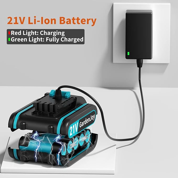 GardenJoy Cordless Power Drill Set - 21V Electric Drill Driver Kit with Battery and Fast Charger, 65pcs Acessories, 2 Variable Speed Control, 3/8-Inch Keyless Chuck and 24+1 Torque Setting