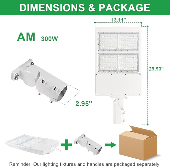 480V 300W LED Parking Lot Light, 5000K 42000LM(140lm/w) LED Shoebox Area Light - Slip Fitter Mount, Dimmable Commercial Street Lighting, Surge Protection Built-in, AC277-480V UL DLC Listed