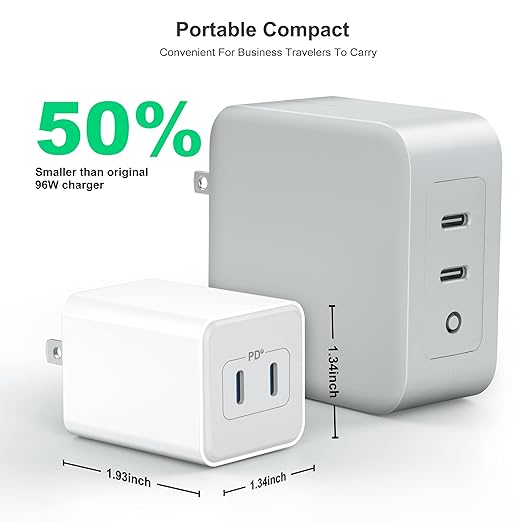 USB C 20W Wall Charger, 2 Pack Dual Port 40W PD 3.0 Type C Fast Charging Block, Durable Portable Charger for iPhone 11/12/13/14/15/16 Pro Max, iPad Pro, AirPods 4, for Apple Watch 10, Samsung Galaxy