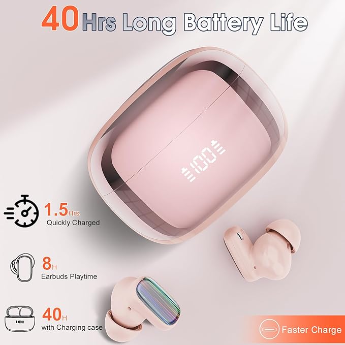 AI Language Translator Earbuds Real Time, 164 Language/6 Translation Modes Translator Earbuds 3-in-1 Translation Headphones, Bluetooth 5.4 Translation Device for Travel Business Learning, Pink