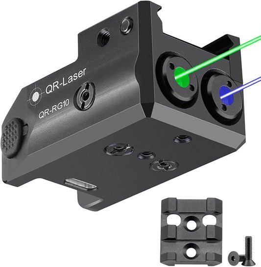 Red Green Purple Blue Laser Light Combo, 800 Lumens Tactical Flashlight Laser Sight, Built-in USB Rechargeable Battery, Adjustable Compact Tactical LED Light Laser Beams for Handguns with a Rail