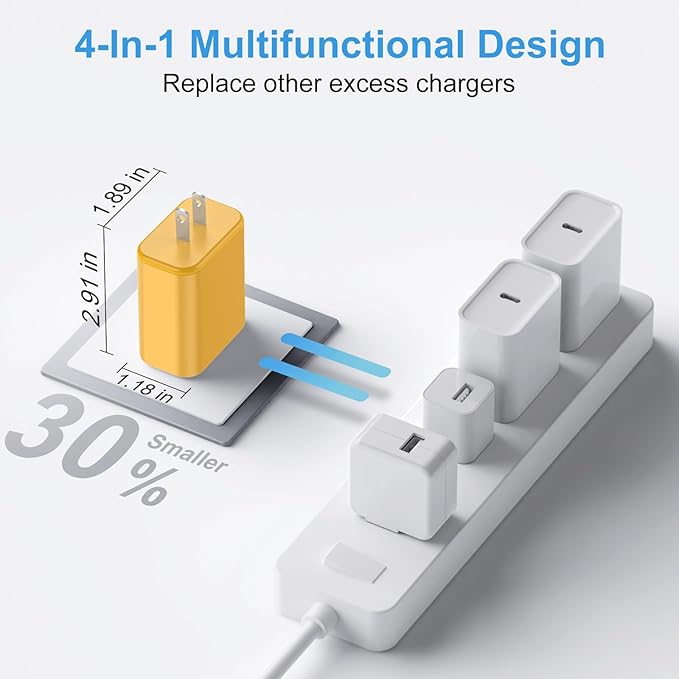 USB C Charger Block,40W USB C Charger Cube,Type C Charging Block,Wall Chargers Dual Port PD+QC Charging Cube for iPhone 16 15 14 13 12 11 Pro Max XS,iPad, Samsung Phone,Tablet(Yellow)