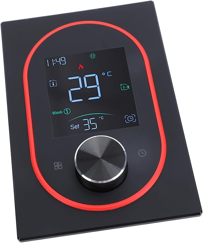 Smart Color Thermostat for Electric Heater LCD Programmable Touchscreen Control for Home Hotel Office with APP, ABS Aluminum Alloy Material (#1)