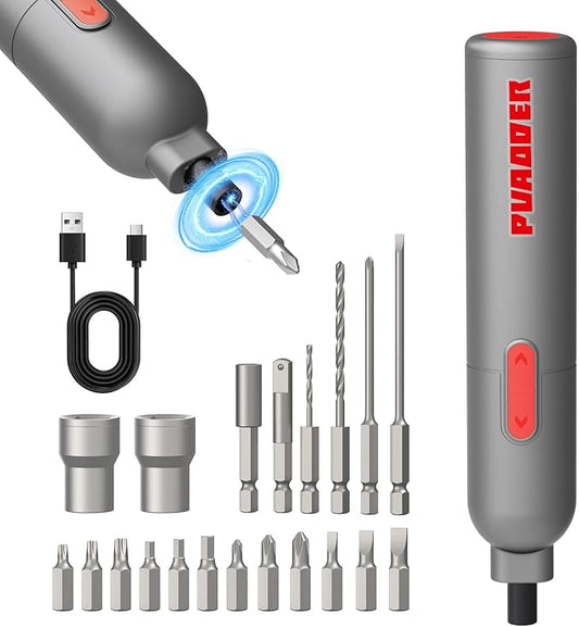 Electric Screwdriver Cordless,3.6V Screwdriver Set Rechargeable,Multitool Magnetic Screwdriver Bits,20 Pieces Bits Gifts for Men (Gray)