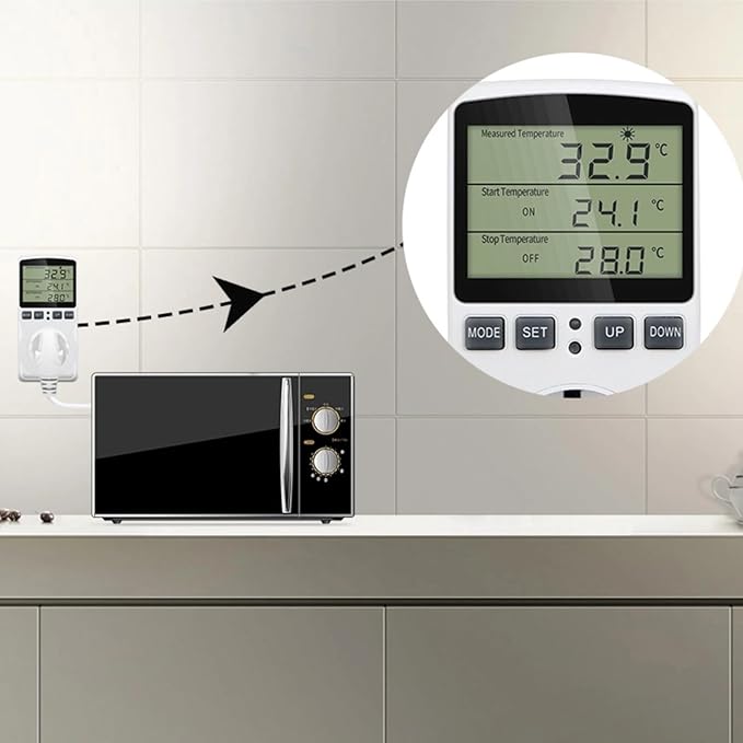 Digital Thermostat Outlet Plug Temperature Controller, Temperature Control Socket Thermostat Controlled Outlet with Alarm System for Aquariums, Greenhouses(US Plug 15A 1800W)