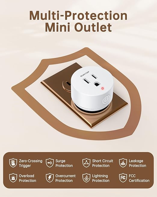 ELECTOP Remote Control Outlet, 15A/1500W Wireless Outlet Power Switch with Countdown Function, No Wire Long Range Electrical Switch Plug On/Off for Small Household Appliance(1 Swicth & 2 Outlets)
