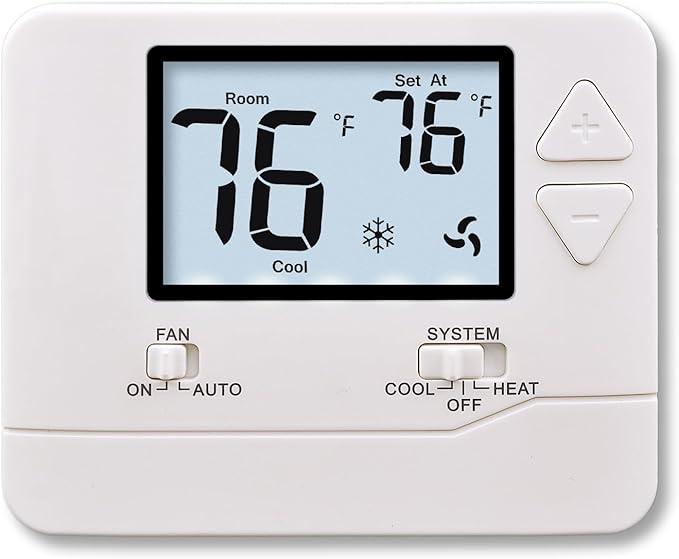 Non Programmable Thermostat for Home 1 Heat/1 Cool Single-Stage Compatibility, White Backlight