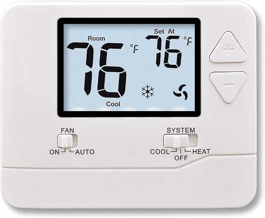 Non Programmable Thermostat for Home 1 Heat/1 Cool Single-Stage Compatibility, White Backlight