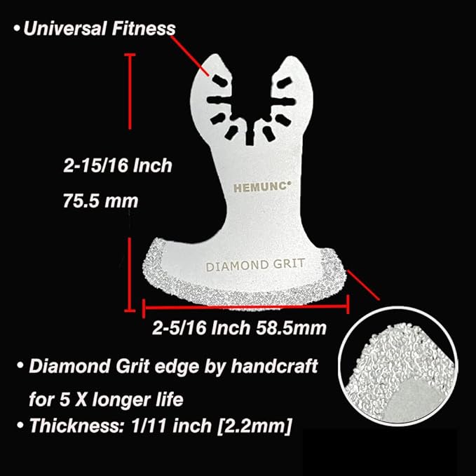 6Pcs Diamond Oscillating Tool Blades, Multi Tool Mortar Cutting Saw Blades Precise for Grout Removal and Soft Tile Cut