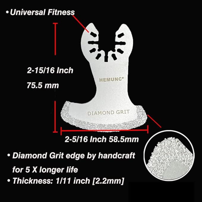 10Pcs Diamond Oscillating Tool Blades, Multi Tool Mortar Cutting Saw Blades Precise for Grout Removal and Soft Tile Cu