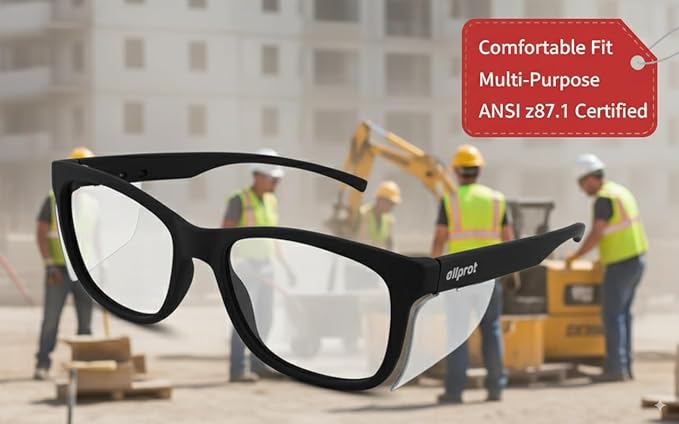 BOSS - Safety Glasses Protective Eyewear for Men and Women - ANSI z87.1 Safety Glasses - Impact Resistant, Comfortable Eye Protection for Industrial, Construction, Consumer, and Sports