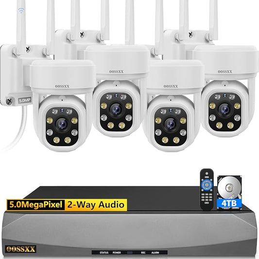 Auto-Tracking & 2-Way Audio PTZ WiFi Outdoor Security Camera System Pan 5MP Wireless Cameras System 10 Channel NVR Video Surveillance DVR Set