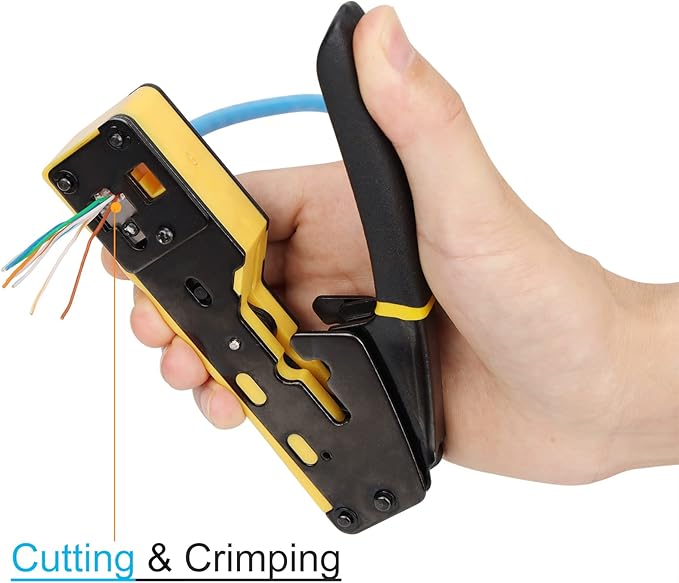 Solsop Pass Through RJ45 Crimp Tool Kit Ethernet Crimper CAT5 Cat5e Cat6 Crimping Tool Kit
