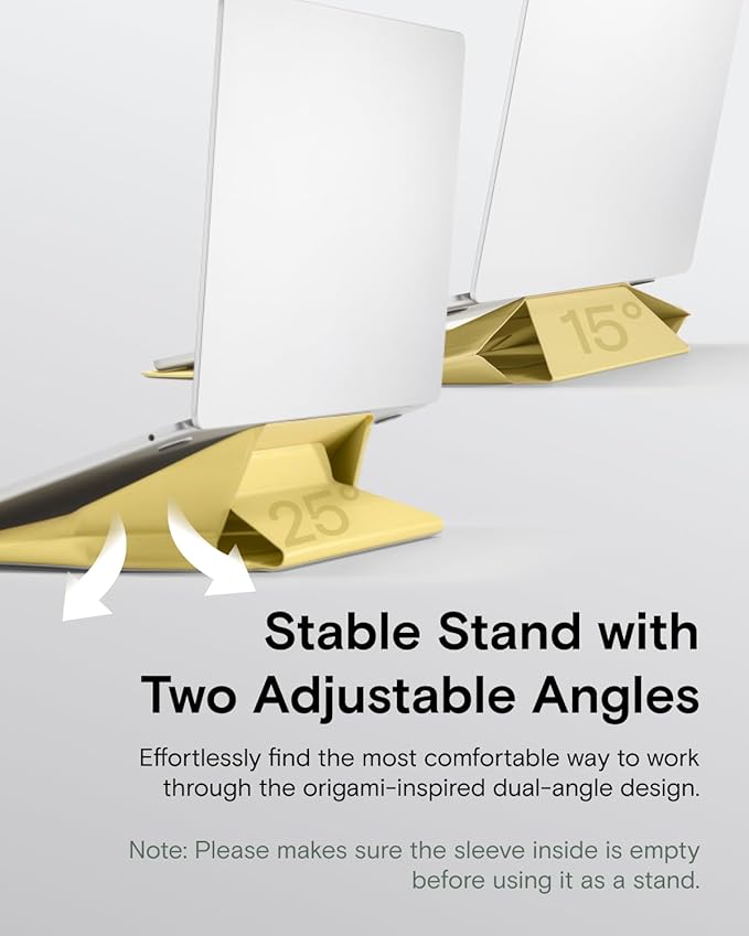 MOFT Laptop Carry Sleeve, 2-in-1 Laptop Bag & Stand for 16" MacBook Air/Pro & Dell/HP/Lenovo/Asus, Stylish Slim Computer Sleeve Bag with Expandable Storage for Computer Accessories, Panna Cotta