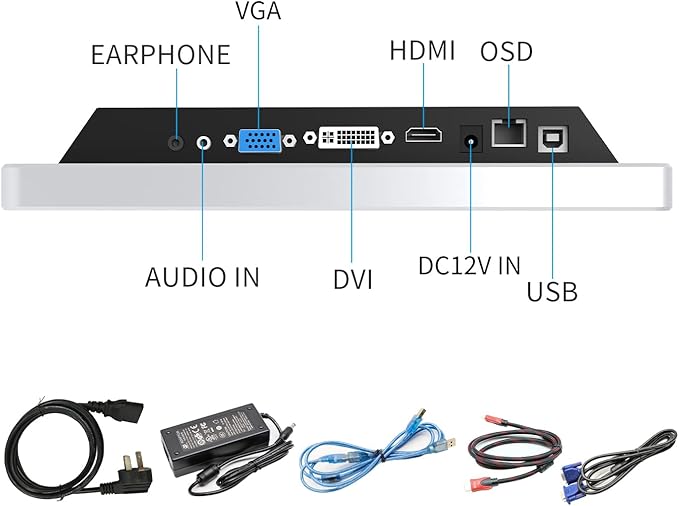 GreenTouch 12.1 Inch PCAP Multi-Touch Touchscreen Monitor - HDMI/VGA/DVI Port Built-in for Kisok - 1024 * 768 Resolution