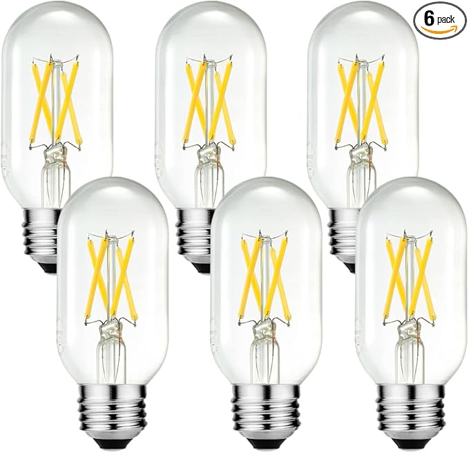 LiteHistory E26 Edison Bulb 6W Equivalent E26 LED Bulb 60 Watt Dimmable Neutral White 4000K E26 Light Bulb AC120V 600lm Tubular T14 T45 LED Bulb for Pendant,Sputnik,Vanity,Chandeliers Pack of 6