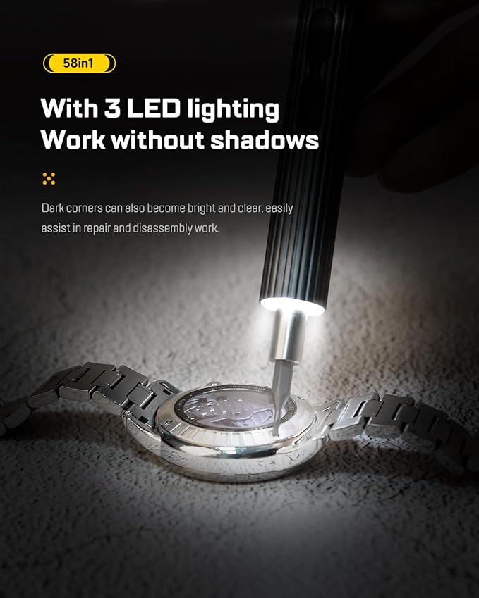 LIFEGOO Mini Electric Screwdriver Set,58 in 1 Cordless Eectric Precision Screwdriver with 50 Magnetic Bits Small Power Screwdriver Repair Tool Kit for Phone Watch Camera