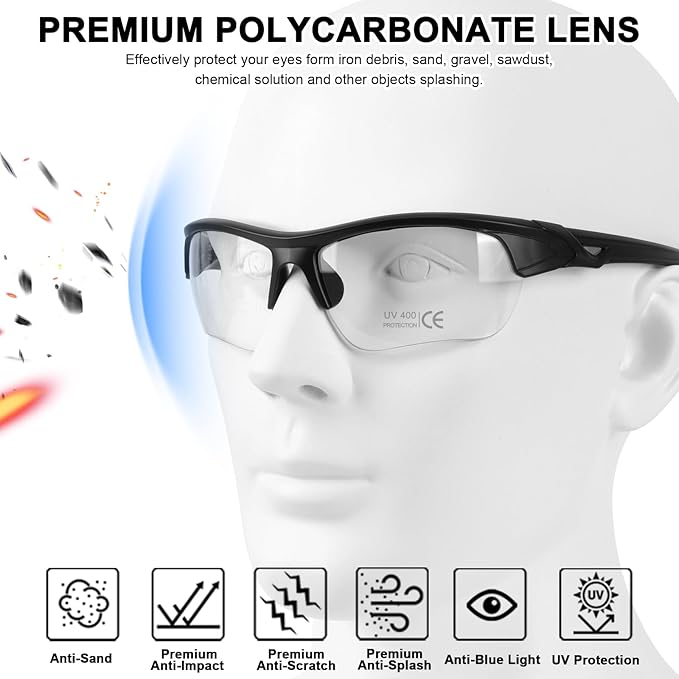 12 Pack Safety Glasses, UV Protective Eyewear, ANSI Z87.1 Impact Resistant Anti-Scratch Safety Goggles for Men Women