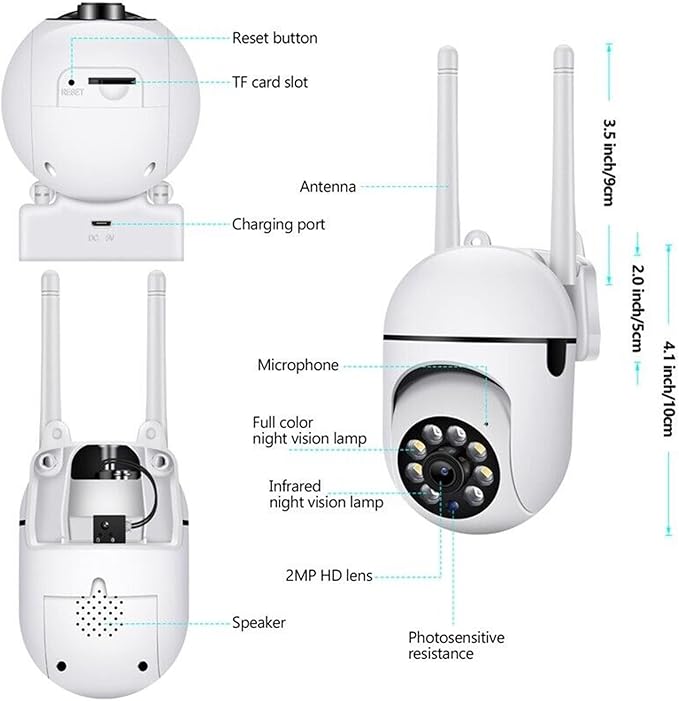 Outdoor Security Cameras, 2.4GHz & 5G WiFi Cameras for Home Security, 1080P Dome Surveillance Cameras 360° View, Waterproof Security Camera with Motion Detection, 2-Way Audio (2PCS)