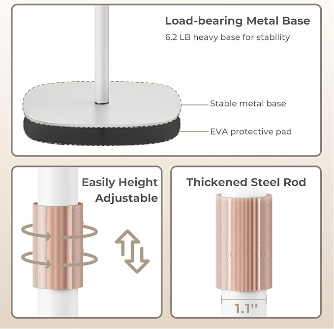 Portable Laptop Floor Stand, Bedside/Sofa Table with Height Adjustable 18''~48'', Sleek Wooden Lectern Standing Desk Mobile Podium for Home, Office, School, White