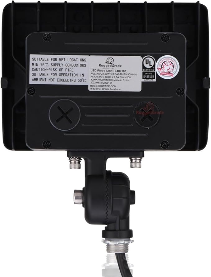 RuggedGrade 30W LED Flood Light | Kivo II Series | 4,350 Lumens | Color Selectable 3000K/4000K/5000K | Outdoor Waterproof Security Light | Knuckle Conduit Mount with Photocell | DLC 5.1 Premium
