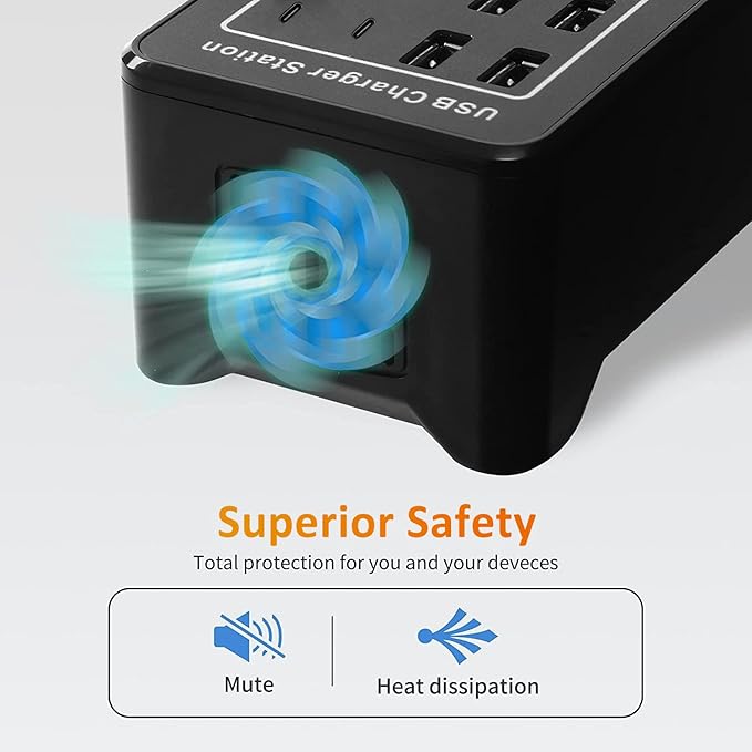 USB C Charger Block 100W USB C Charging Station, 20Port (20A) Multiple Charging Hub Desktop 10 Port USB Charger Compatible for Apple iPhone, iPad, Samsung, Pixel, Cell Phone, Tablets, Office Home Use