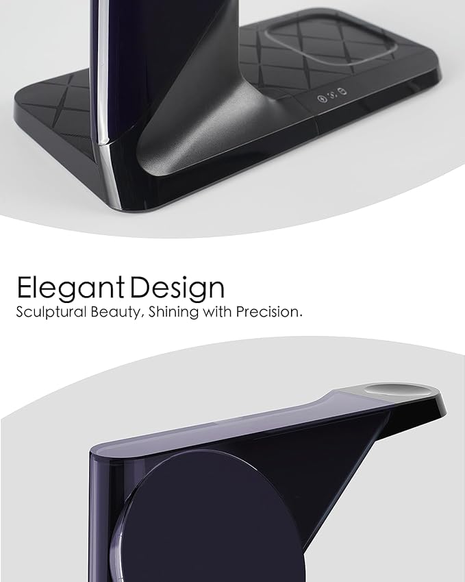 3 in 1 Charging Station for Apple Devices, Mag-Safe Charger Stand, Wireless Charger for iPhone 16/15/14/13/12 Series,& AirPods,& iWatch, Adapter Not Included