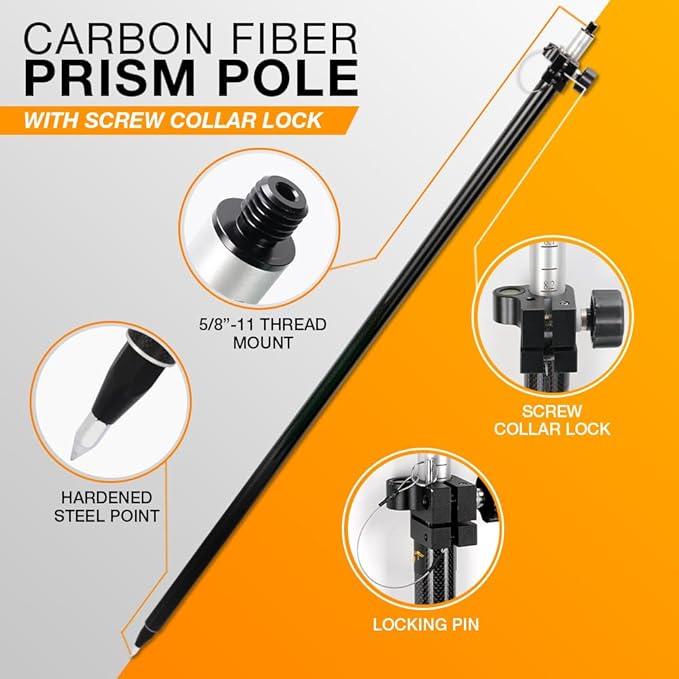 Carbon Fiber GPS Telescopic Pole - Extended to 2.5m/8.2FT, for Land Surveying and Engineering GPS/GNSS Accessories and Instruments (GLS25A)